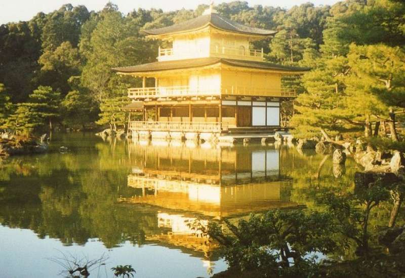 Kyoto Private Tour - Kinkakuji golden pavilion viewed from the observation place across the pond.