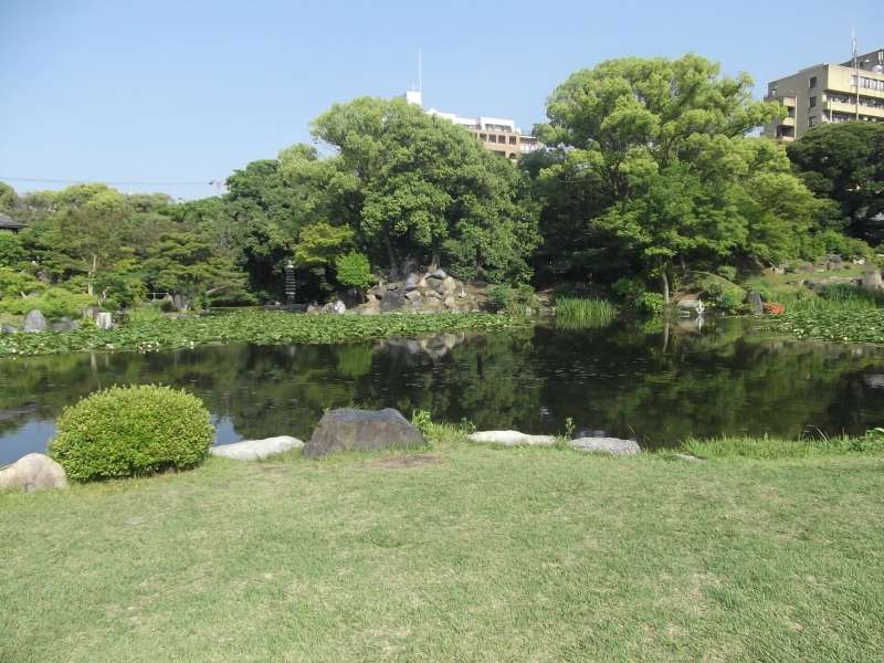 Kyoto Private Tour - "Ingetsuchi" pond of Shoseien garden.