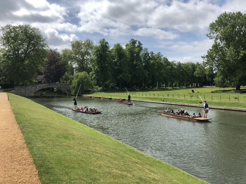 Cambridge Private Tour - Here you can see people punting on the River Cam from the grounds of King's