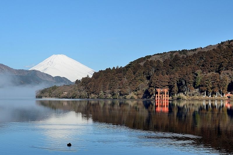 Tokyo Private Tour - Lake Ashi with Mt.fuji in the back.