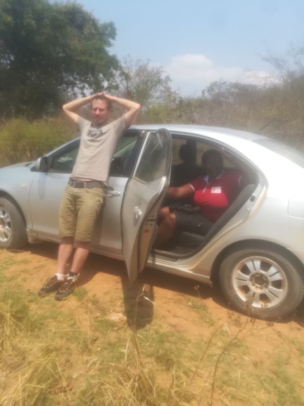 Livingstone Private Tour - A private traveler whilst travelling from Livingstone to Lusaka relaxing by the road side 