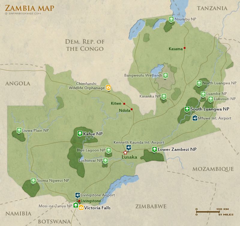 Livingstone Private Tour - Map of Zambia