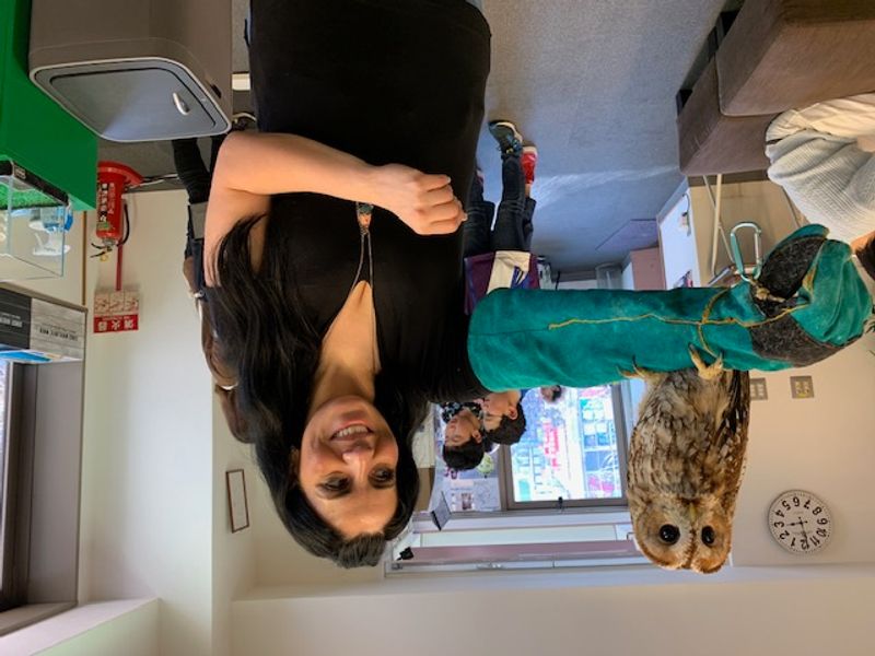 Tokyo Private Tour - My guest at the "Owl Cafe" at Akihabara - "Owl Cafe" originated in Akihabara