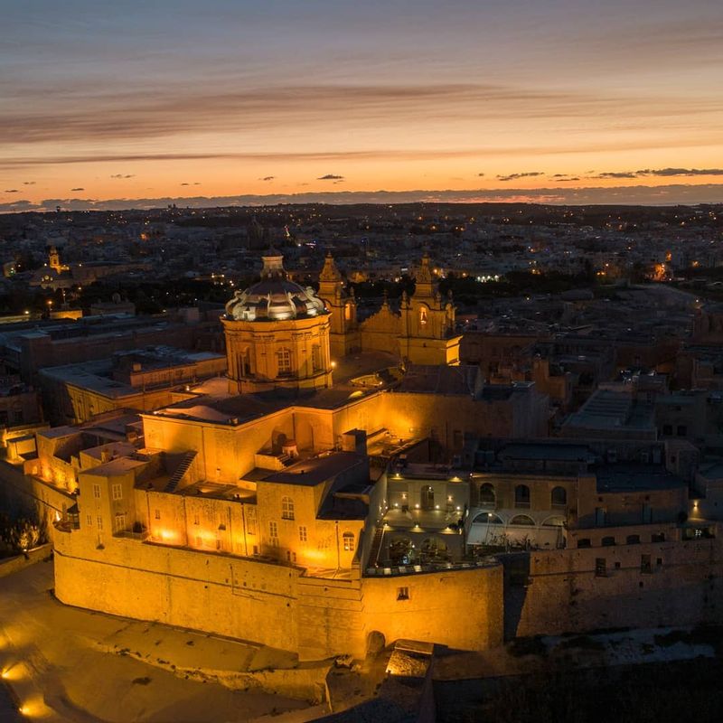 Malta Private Tour - Mdina aerial view by night