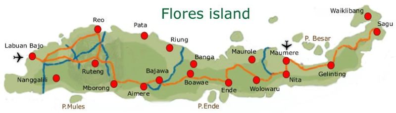 East Nusa Tenggara Private Tour - MAP of Flores Island