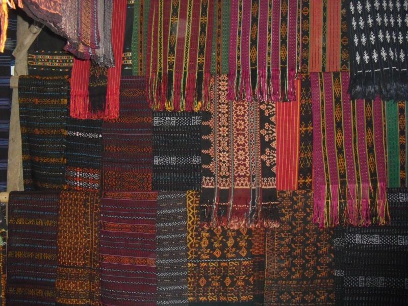 East Nusa Tenggara Private Tour - Lio tribal hand woven fabrics on display