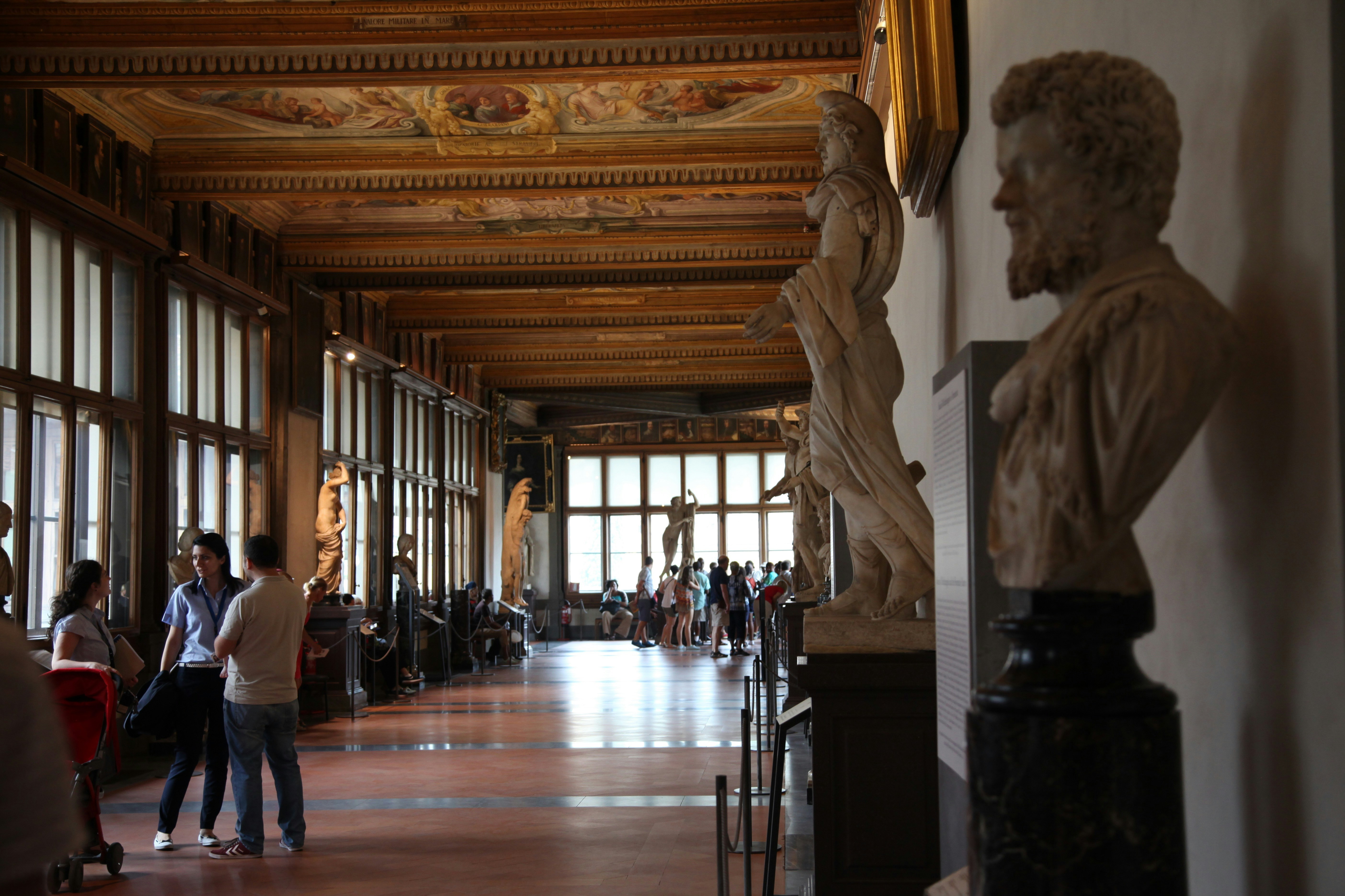 A sculpture within the Uffizi gallery in Florence, Italy