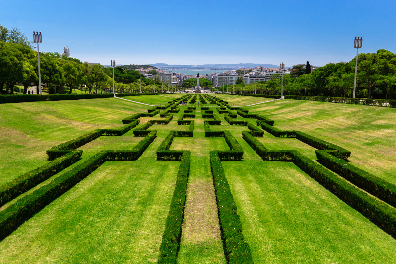 Aerial View Of The Eduardo VII Park in Lisbon 