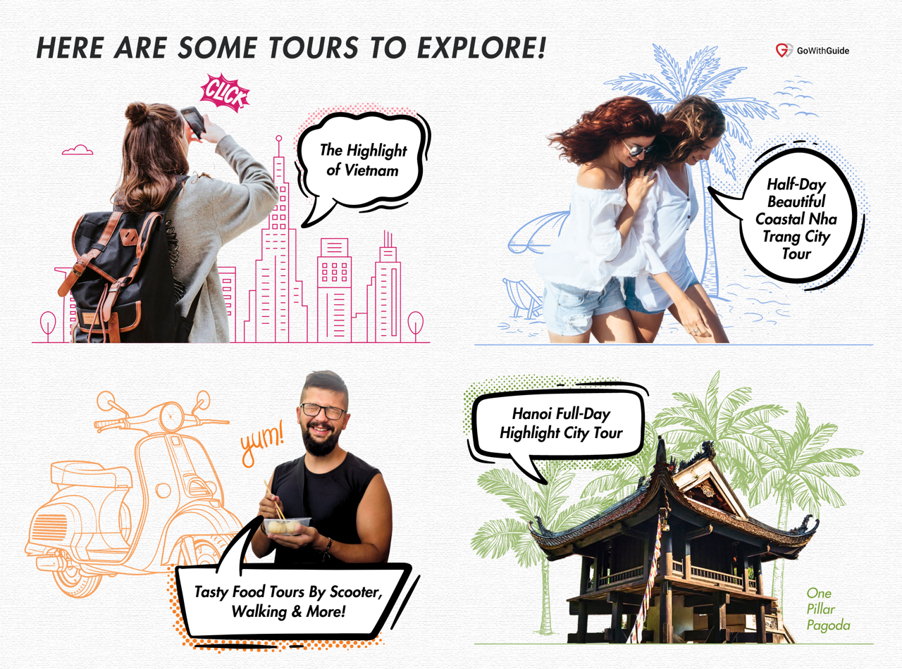 An infographic of four types of private tours offered on GoWithGuide in Vietnam that you can take. 