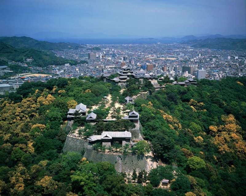 Matsuyama Castle is easily accessible by ropeway and chairlift despite the steep hilltop location.