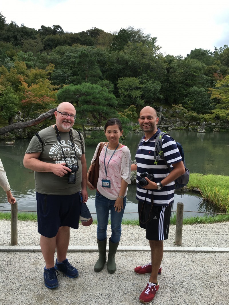 At Tenryuju Temple, in front of the beautiful Zen garden. It was a good day! 